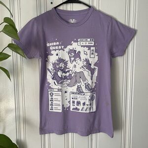 Vapor95 Unisex Men’s Women’s Purple Shiba Quest Kawaii Graphic T-Shirt Size XS
